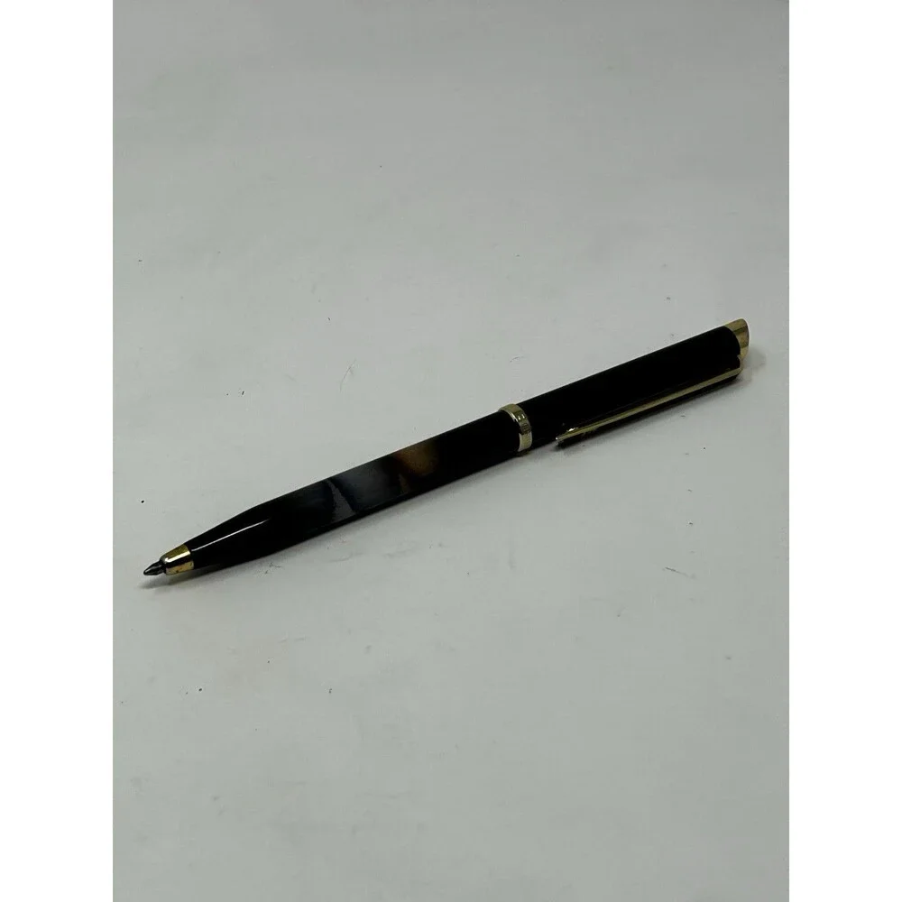 Vintage Fisher Space Pen Black Lacquer Gold Trim Ballpoint Pen PR4F USA Working